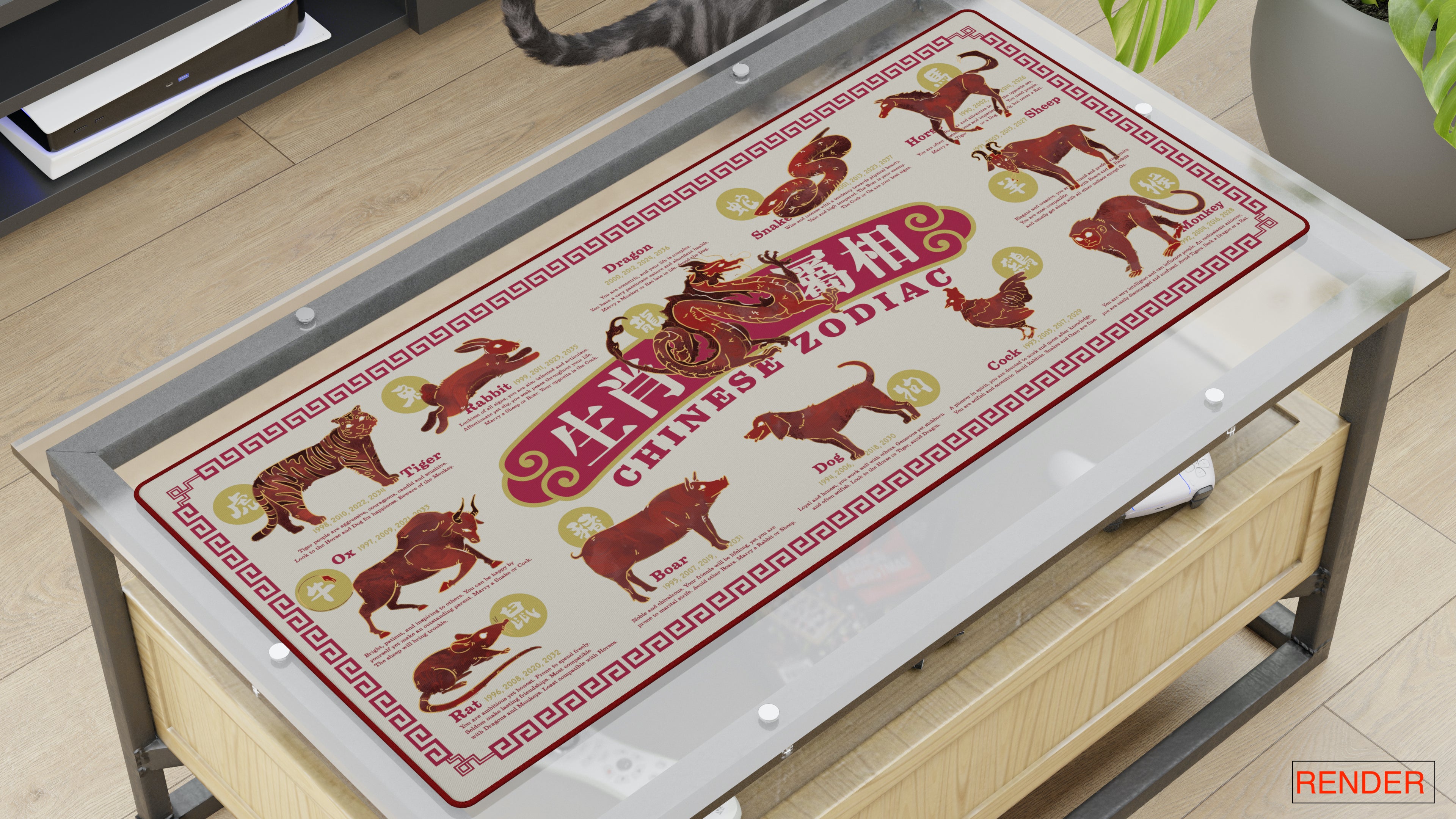 Chinese Zodiac Deskmat (Water-resistant)